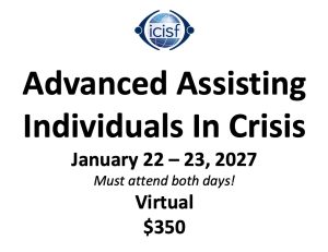 January 22 - 23, 2027 - Virtual Advanced Assisting Individuals in Crisis Two Day Class