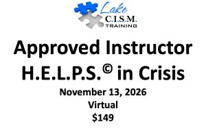 November 13, 2026 - Virtual Approved Instructor H.E.L.P.S.