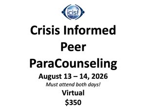 August 13 - 14, 2026 - Virtual Peer Para-Counseling